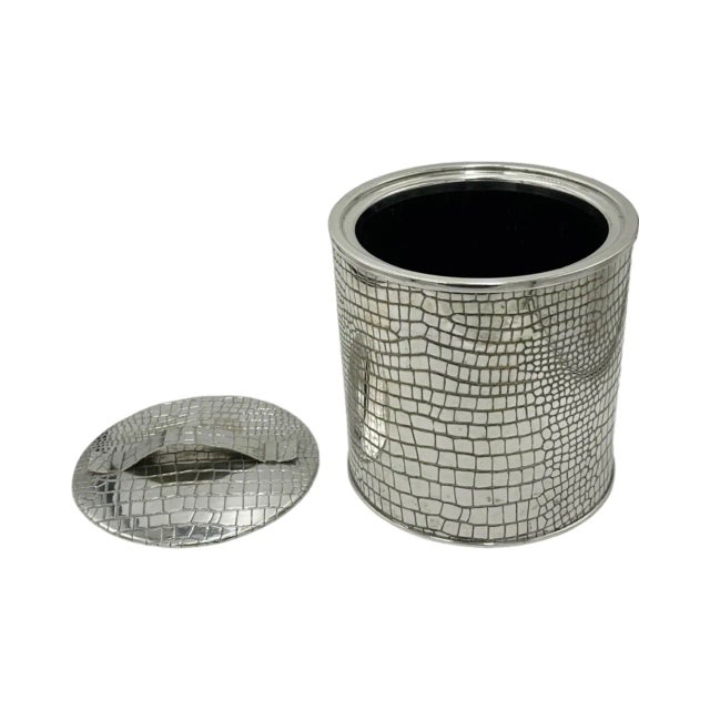 Mid-Century Modern Vintage Christian Dior Silver Plated Croc Ice Bucket Made in Italy For Sale - Image 3 of 12