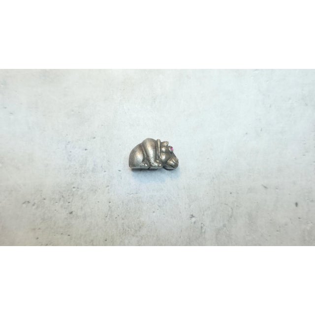 Antique Russian Imperial Silver Baby Hippopotamus With Ruby Eyes by Julius Rappoport, St. Petersburg, C. 1908 For Sale In Cleveland - Image 6 of 17