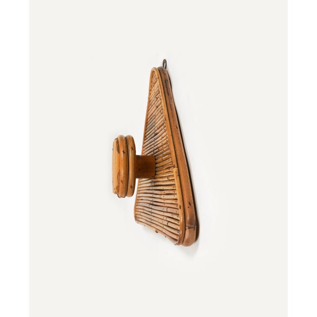 Bamboo and Rattan Triangular Coat Rack Stand in the style of Vivai Del Sud, Italy, 1960s For Sale - Image 9 of 11
