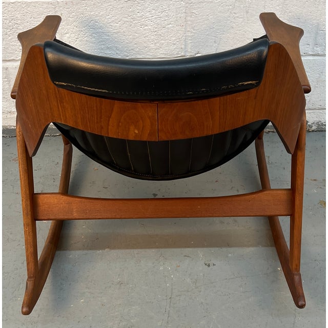 Brown Mid-Century Walnut Bent-Wood Leather Rocker Attributed to Jerry Johnson For Sale - Image 8 of 14