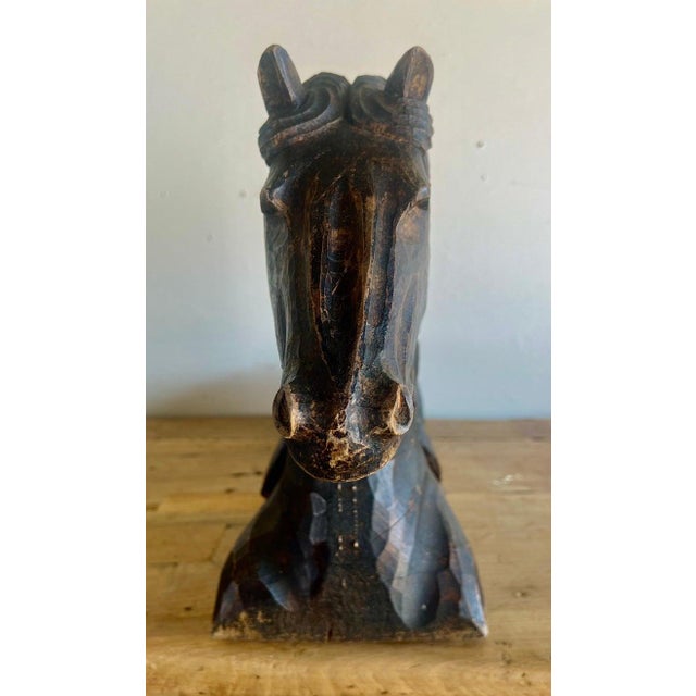Primitive Hand-Chiseled Horse Sculptures, Wood, Spain, 1940s For Sale - Image 12 of 14