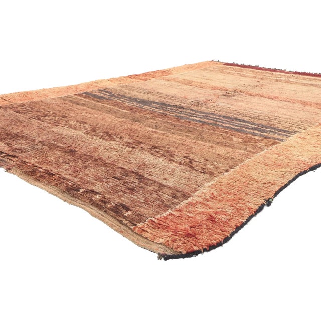 20999 Vintage Brown Beni Mrirt Moroccan Rug, 05'07 x 08'08. Indulge in the enchanting fusion of Biophilic Design and...