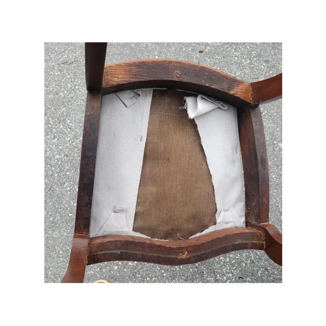 19th C. Flame Mahogany and Satinwood Inlaid With Upholstered Seat Side Chair For Sale - Image 9 of 10