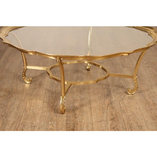 LaBarge Scalloped Brass And Glass Coffee Table For Sale - Image 10 of 18
