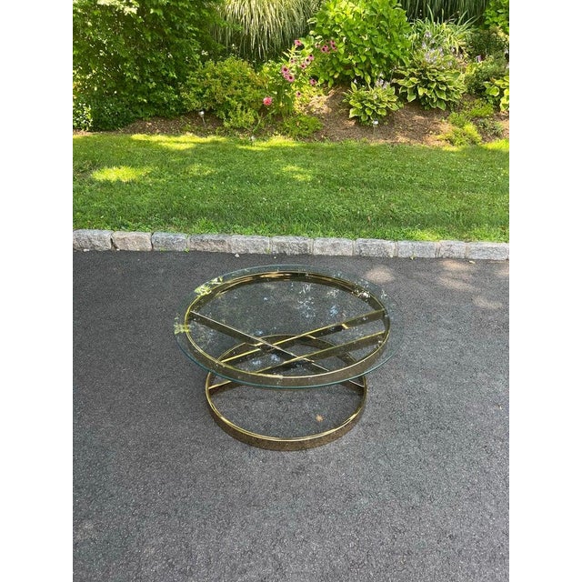 Milo Baughman Round Brass and Glass Table For Sale In New York - Image 6 of 18
