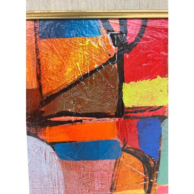 Abstract Mid-Century Colorful Abstract Painting by Kenneth Joaquin, 27.25” X 22.25” For Sale - Image 3 of 8