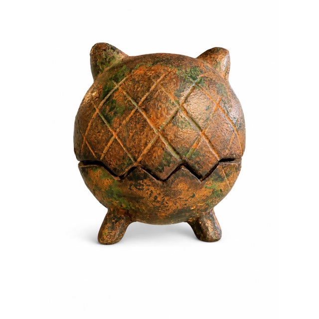 Mid 20th Century Japanese Organic Modern Hand-Cast Iron Owl Candle Lantern For Sale - Image 4 of 6