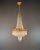 Antique Art Nouveau Low Oval Plafonnier Crystal Chandelier Brass For Sale - Image 4 of 15