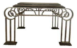 Late 20th Century French Art Deco Style Iron and Marble End Table