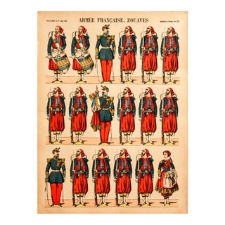 1880s - 1890s French Military Print - Imagerie d'Épinal #78 - Armée Française, Zouaves Regular Price For Sale