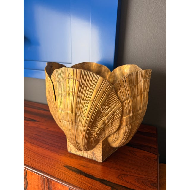 Brass 1970s Large Brass Sea Shell Planter For Sale - Image 8 of 12