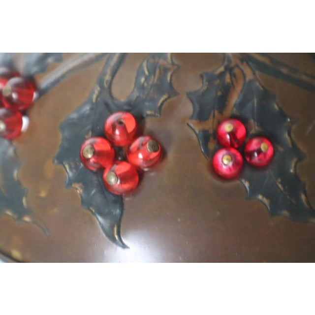 Art Nouveau Table Lamp in the Shape of Mushroom with Holly Plant For Sale - Image 6 of 17