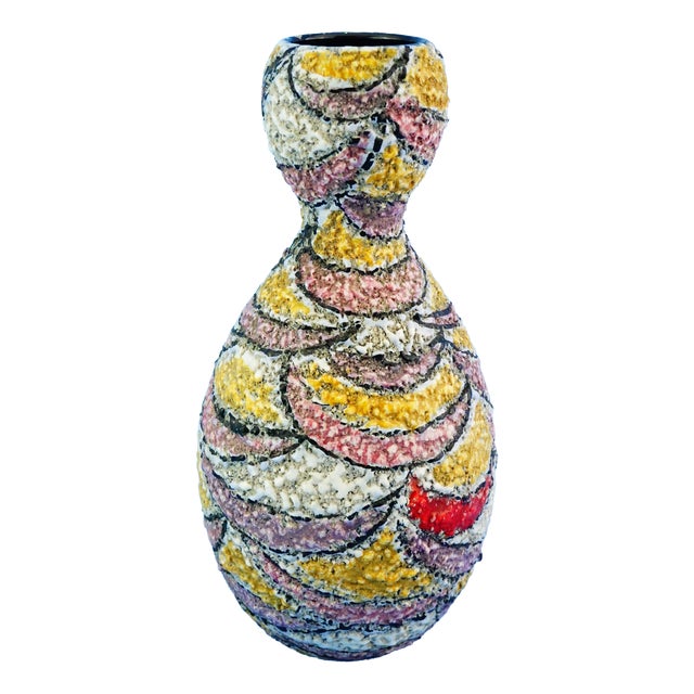20th Century Acid-Finished Ceramic Vase eith Fat Lava Effect attributted to Vallauris Factory, France., 1950s For Sale