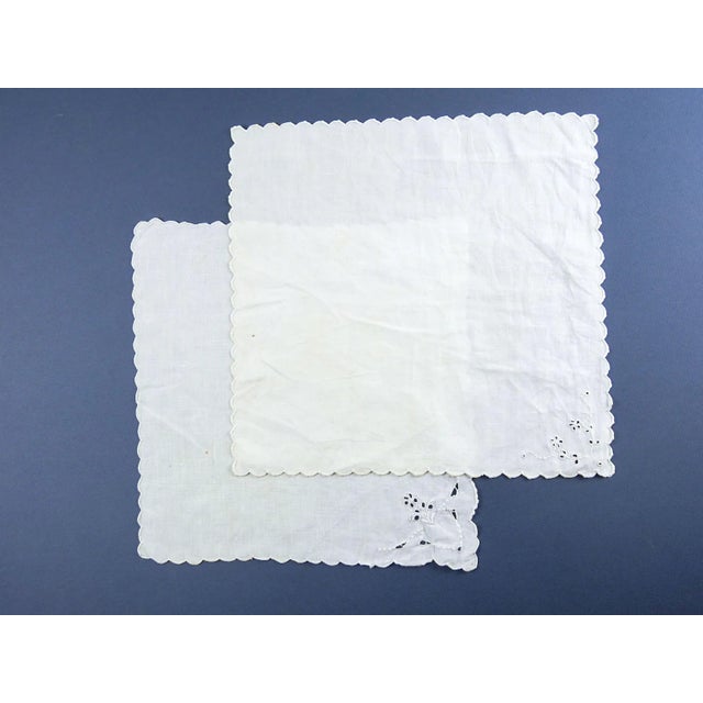 Vintage Hand Embroidered Whitework Hankies - a Pair For Sale - Image 4 of 4