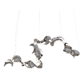 Dune 10 Curve Pendant Light with Silver Polished Shades by Daniel Becker For Sale