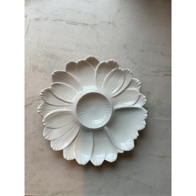 Italian Vintage Italian White Ceramic Flower-Shaped Artichoke Plate For Sale - Image 3 of 12