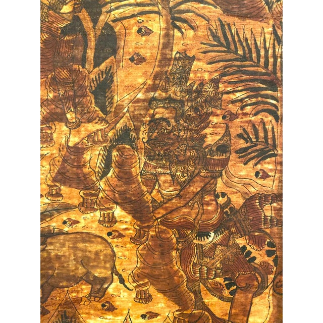 Brown Antique Balinese Kamasan Wayang Painting – Traditional Mythological Scene 31" For Sale - Image 8 of 12