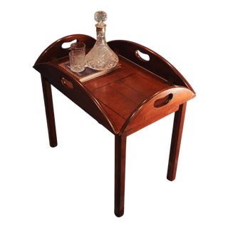 Victorian Military Campaign Mahogany and Brass Butlers Tray Table, Set of 2 For Sale