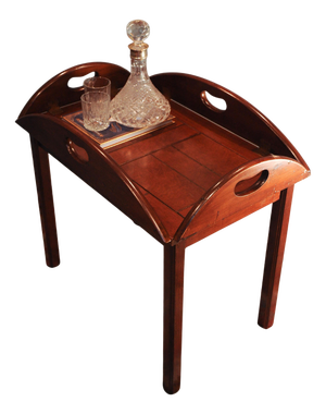 Victorian Military Campaign Mahogany and Brass Butlers Tray Table, Set of 2