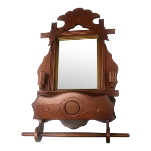 1940s Victorian Shaving Mirror With Towel Bar and Candle Holder