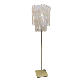 Capiz Shell Floor Lamp on Chrome Base For Sale