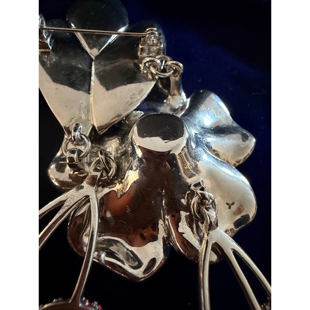 Vintage 1980’s Judith Leiber XL Cherry Blossom Brooch With Swarovski Crystals For Sale - Image 18 of 18