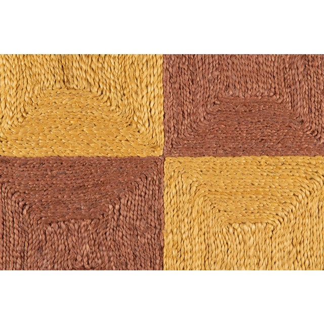 Transitional Part & Parcel Goods Jute Block Runner, 2’6”x10’, Topaz and Mustard For Sale - Image 3 of 4