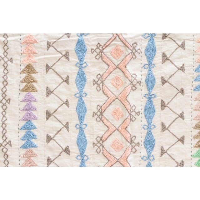 1990s Pastel Rainbow Hand-Stitched Cotton Tribal Kantha Throw For Sale - Image 5 of 8