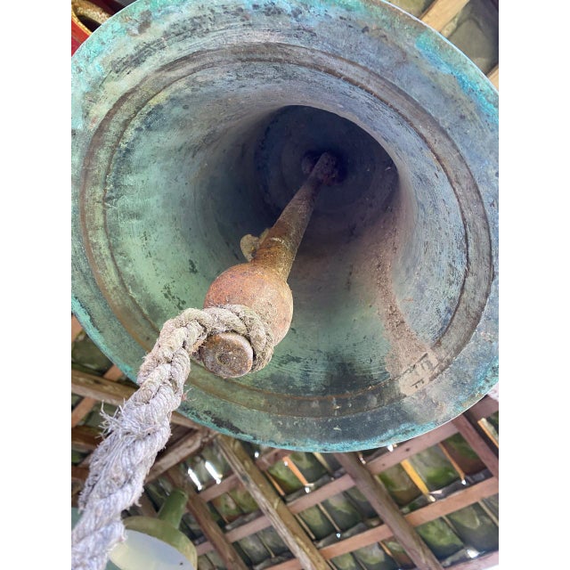 Metal Antique French Bronze Bell with Clapper For Sale - Image 7 of 12
