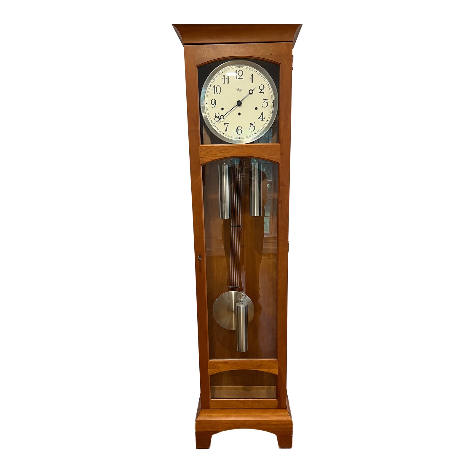 Sligh Cherry Wood Grandfather Clock With Night Silencer | Chairish