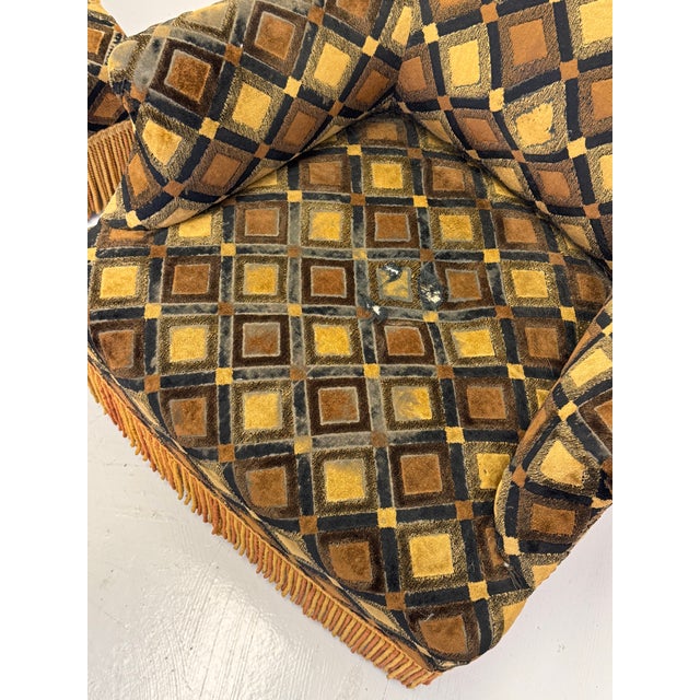 Pair of French Art Deco His & Hers Armchairs in Geometric Velvet, Circa 1930s For Sale - Image 14 of 17