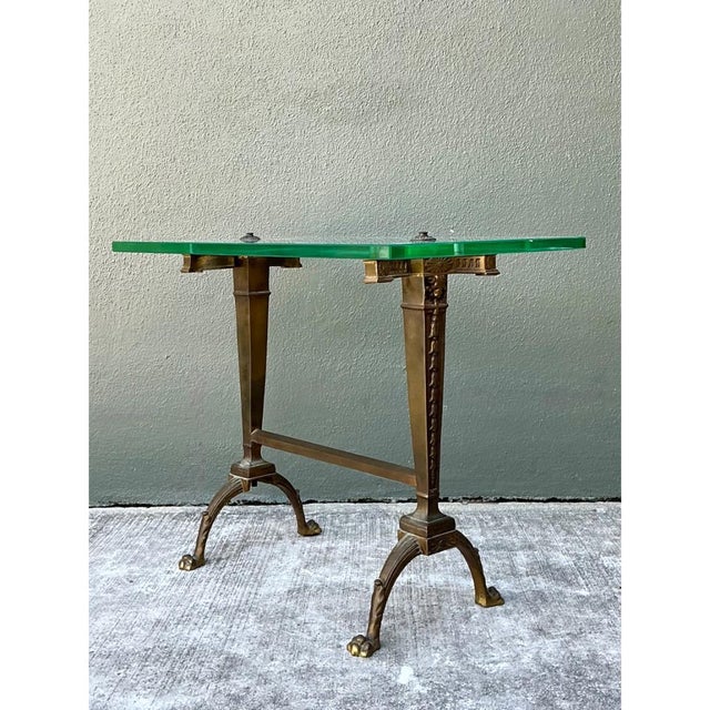 Vintage Deco Bronze and Glass Side Table For Sale - Image 10 of 12