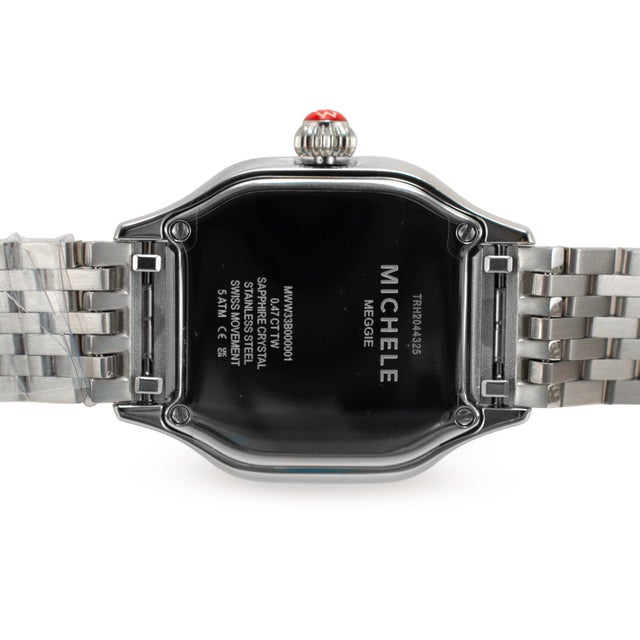 Early 21st Century Ladies Michele by Fossil Meggie 29mm Mww33b000001 Mop Diamond Steel Quartz Watch For Sale - Image 5 of 8