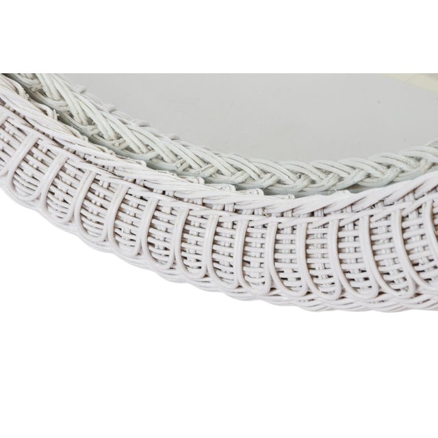 Henry Link White Rattan Oval ‘Daisy’ Wall Mirror For Sale - Image 4 of 6