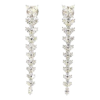 1.61 Carat Round Brilliant Cut Diamond Gold Earrings, Pair For Sale