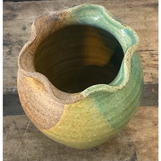 Vintage Original Studio Pottery Ruffle Vase For Sale - Image 9 of 12