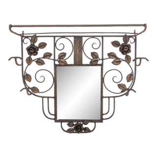 French, Art Deco Mirror With Coat Rack For Sale