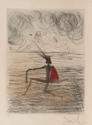 Salvador Dali, Chevalier à Genou, Etching, 1960s
