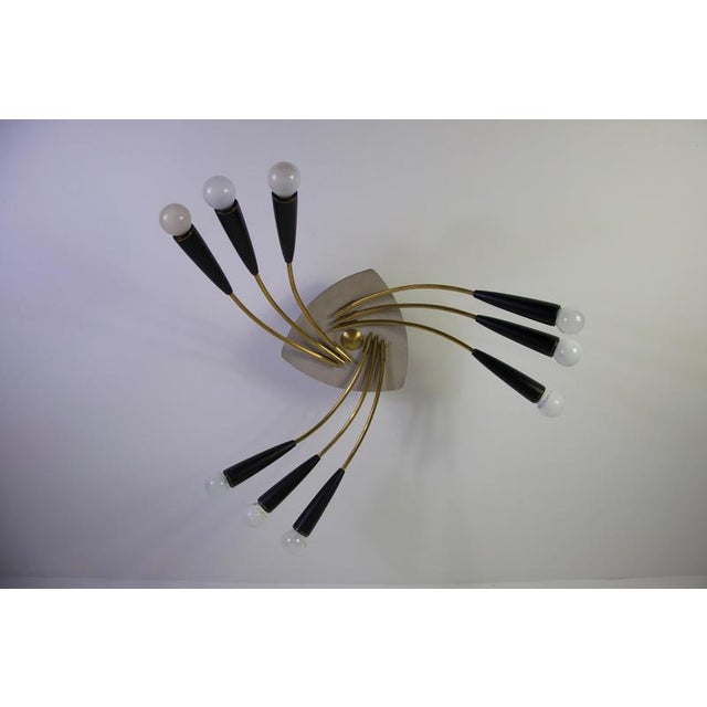Metal Mid-Century Brass Sputnik Ceiling Lamp, Germany, 1950s For Sale - Image 7 of 14