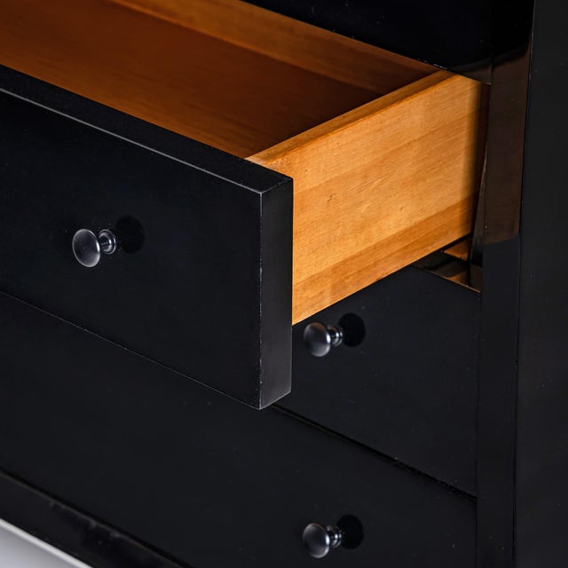 Wood Trapezoidal Black Commode, Late 20th Century For Sale - Image 7 of 11