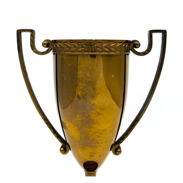 Metal Mid-Century Brass Trophy Cup – Arlen Trophy Co., Brooklyn Ny – Double-Handled Laurel Urn – Mid-Century / Neoclassical Revival For Sale - Image 7 of 13