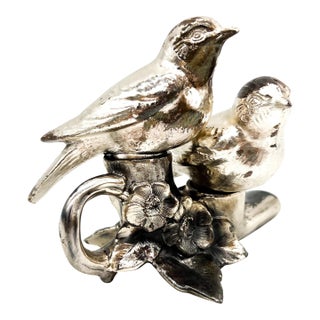 1940's Weidlich Bros. Silverplate Lovebird Salt & Pepper Shakers & Floral Stand – Cottagecore / Shabby Chic For Sale