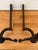 Vintage American Midcentury Cast-Iron and Brass Cannonball Andirons For Sale - Image 9 of 10