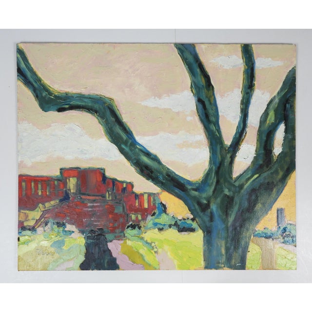 Contemporary Expressionist Red House Tree Landscape Painting For Sale In Seattle - Image 6 of 6