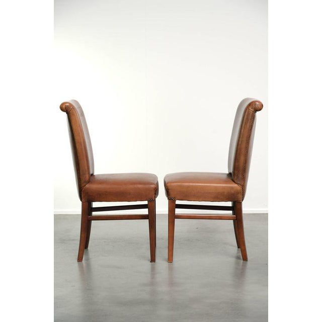Sheepskin Dining Chairs in Cognac Color, Set of 6 For Sale - Image 3 of 18