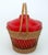 Mid-Century Modern b.f. Goodrich N'icer Red Ice Bucket With Wicker Basket Carrier, 1950's For Sale - Image 3 of 13
