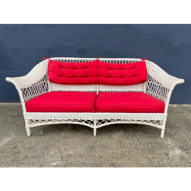 Bar Harbor Wicker Sofa For Sale - Image 9 of 9