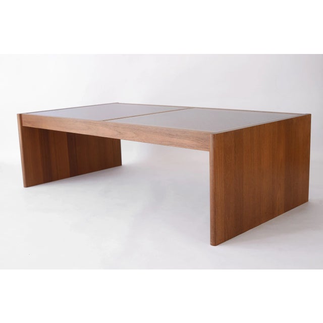 Komfort Vintage Danish Komfort Lattice Pattern Teak Glass Coffee & Side Table Set For Sale - Image 4 of 12