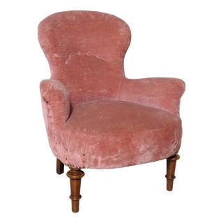 Antique Italian Armchair in Pink Velvet, 1920s For Sale
