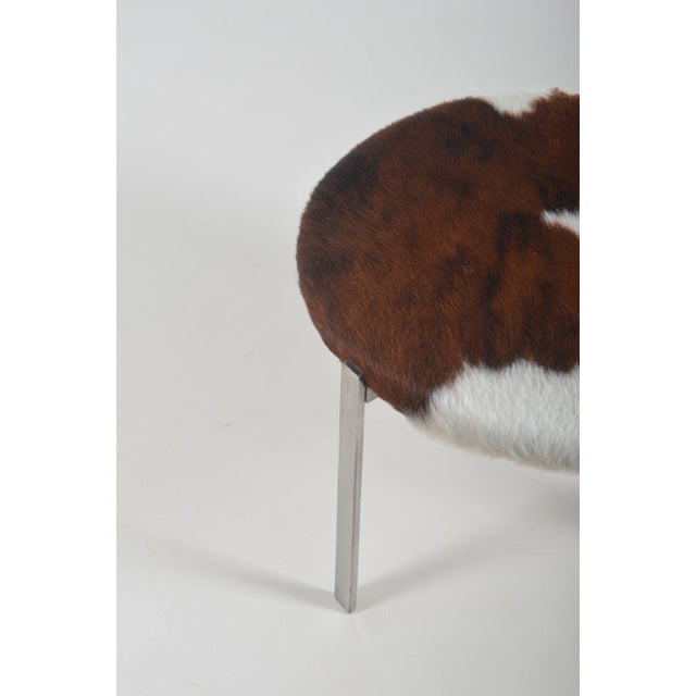 Danish Stool with Cowhide Seat For Sale - Image 5 of 8